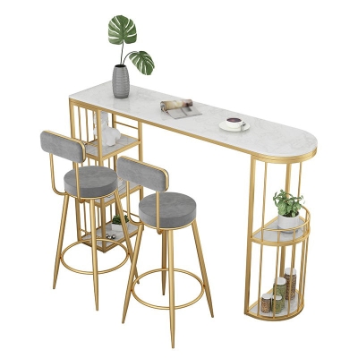 Zeitgen&ouml;ssischer Cocktail-Bartisch aus Stein mit Stauraum, Tresentisch f&uuml;r das Wohnzimmer