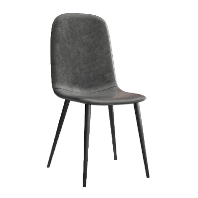 Esszimmerst&uuml;hle aus PU-Leder im Industriedesign, armlose Esszimmerst&uuml;hle mit fester R&uuml;ckenlehne