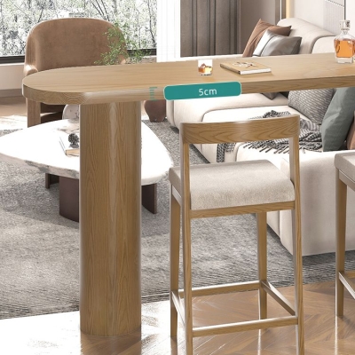 Spezial-Bartisch aus massivem Holz mit doppeltem Sockel, Bartisch in Natur
