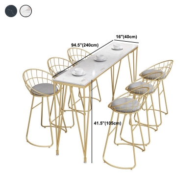 Rechteckiger Bartisch im glamour&ouml;sen Stil, fester Bistro-Bartisch aus Kunstmarmor