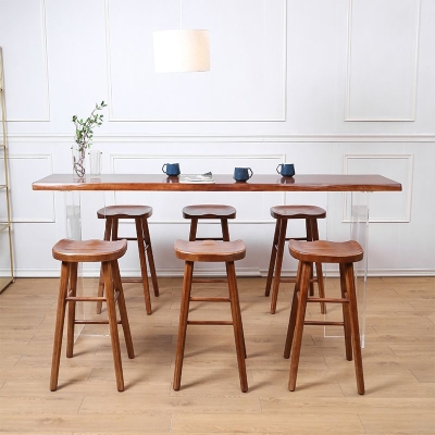 Modernes Bartisch-Set aus Massivholz, 1/4/7/9-teilig, Thekentisch mit r&uuml;ckenfreien Hockern