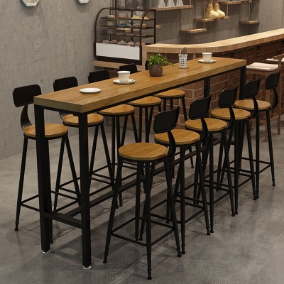 Bar-Esstisch aus Kiefernholz, industrieller rechteckiger Bartisch mit Bock f&uuml;r Caf&eacute;-Balkon