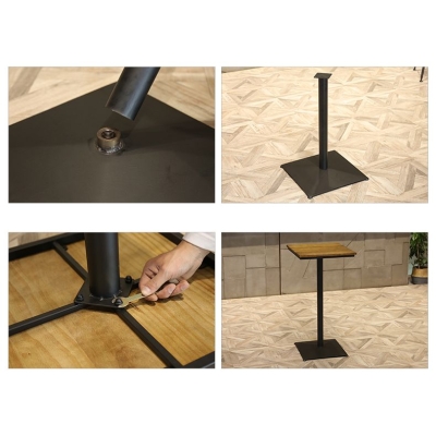 Modernes Massivholz-Tisch- und Hocker-Set, 1/3/4/5-teilig, Kneipenset mit schwarzem Sockel f&uuml;r den Laden