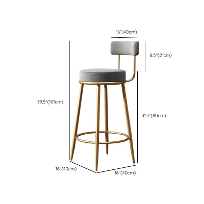 Thekenhocker im Glam-Stil, gepolsterter Wohnzimmer-Barhocker mit goldenem Gestell