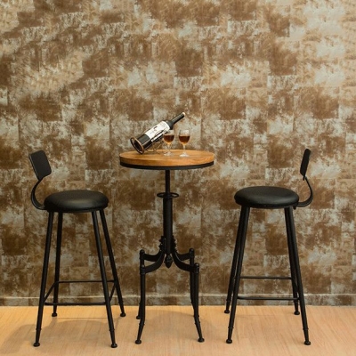Set tavolo da bar industriale in legno Set bancone rotondo da 1/2/3 pezzi per uso domestico