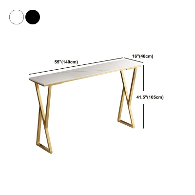 Glamour&ouml;ser Bistrotisch mit goldfarbenem Metallgestell, rechteckiger Stehtisch mit Steinplatte