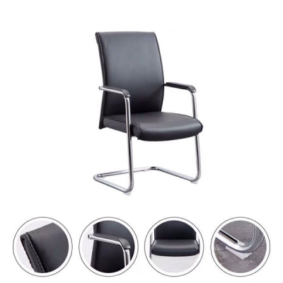 Zeitgen&ouml;ssischer ergonomischer Schreibtischstuhl mit hoher R&uuml;ckenlehne und ohne Rollen