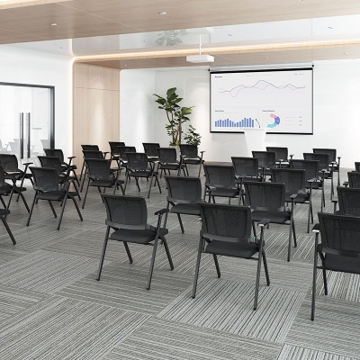 Moderner Konferenzstuhl aus Stahl, Netzstuhl mit Armlehne, Schreibtischstuhl