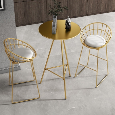1/3/4-teiliges industrielles rundes Bartisch-Set aus goldenem Eisen, Bistro-Set mit Fu&szlig;st&uuml;tze
