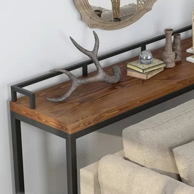 Rechteckiger Bartisch aus Kiefernholz. Luxuri&ouml;ser Bartisch mit Bockgestell in Schwarz