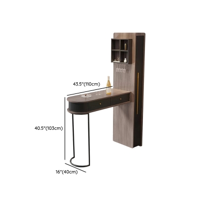 Moderner Bartisch aus Holz mit Schlie&szlig;f&auml;chern und Weinschrank f&uuml;r das Wohnzimmer
