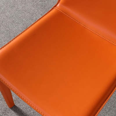 Sedie da pranzo contemporanee in pelle Sedia da pranzo senza braccioli in metallo per uso domestico
