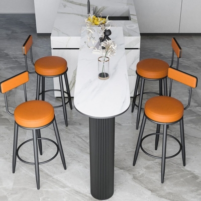 Bar-Esstisch aus Stein, Bartisch im Glam-Stil mit Doppelsockel f&uuml;r die Esszimmerk&uuml;che
