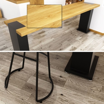 Modernes 1/2/5-teiliges rechteckiges Kneipentisch-Set aus Holz mit Thekentisch und r&uuml;ckenfreien Hockern