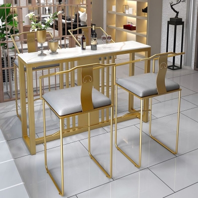 Traditionelles Luxus-Stehtisch-Set, 1/3/5-teilig, Thekenset mit goldenem Sockel