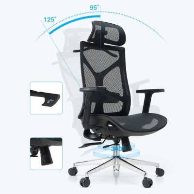 Sedia da ufficio moderna imbottita nera da 29 pollici