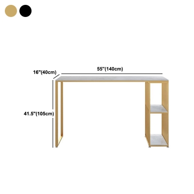 1/3-teiliges Bistro-Set aus Glam-Eisen-Stehtisch mit wei&szlig;er, rechteckiger Kunstmarmorplatte und Regal