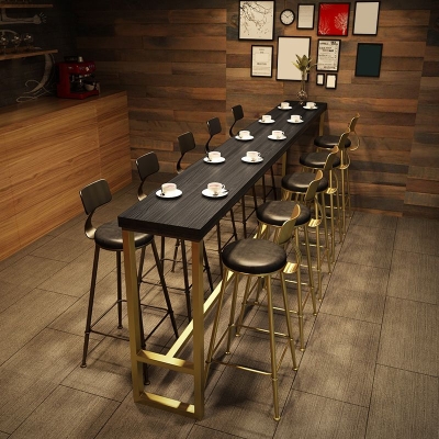 Rechteckiger Bartisch im Glam-Stil, Bar-Esstisch aus schwarzem Massivholz
