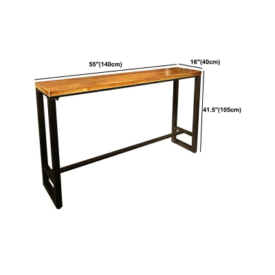 Bar-Esstisch mit Massivholzplatte, moderner Bartisch mit Bockgestell in Schwarz