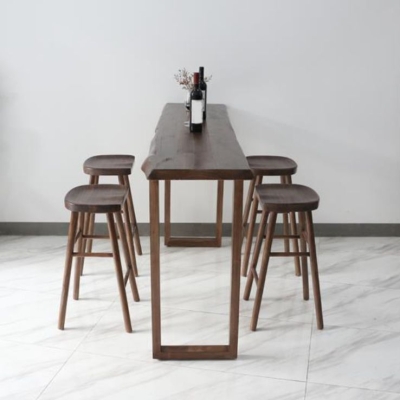 Zeitgen&ouml;ssisches rechteckiges Kneipentisch-Set, 1/4/5-teiliger Bartisch mit Holzhockern
