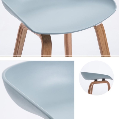 Barhocker aus Kunststoff, Esszimmerhocker mit niedriger R&uuml;ckenlehne und Sockel aus Massivholz