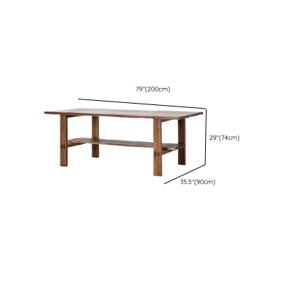 Scrivania rettangolare in legno massello da soggiorno, scrivania da ufficio, 29,1" H