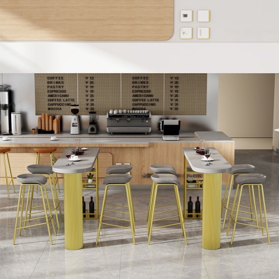 Set tavolo da bar moderno per interni in legno massello 1/2/4/5 pezzi Set da bistrot con doppio piedistallo
