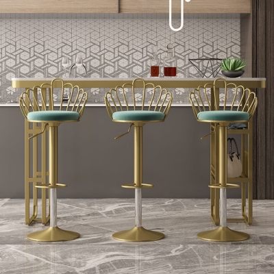 Rechteckiger Marmor-Bartisch, luxuri&ouml;ser Bistrotisch mit Stauraum und doppeltem Sockel
