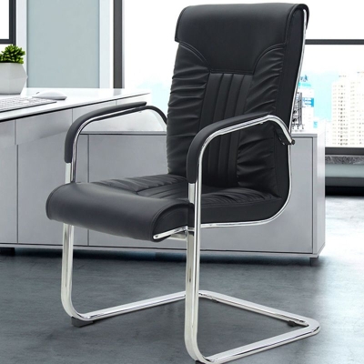 Moderner B&uuml;rostuhl aus Leder mit fester Armlehne aus Stahl f&uuml;r das Heimb&uuml;ro