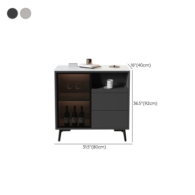 Buffet-Sideboard aus Stein mit Glast&uuml;r, Anrichte im zeitgen&ouml;ssischen Stil mit LED-Leuchten