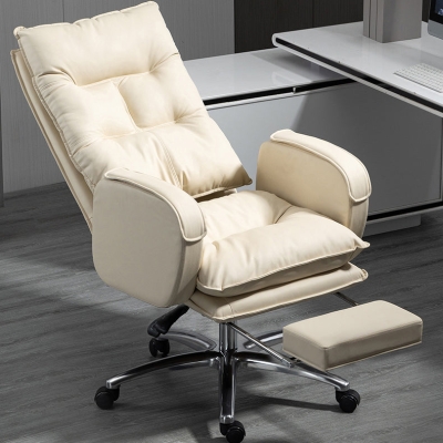 Stuhl ohne Armlehnen, moderner, ergonomischer B&uuml;rostuhl aus Leder mit Rollen