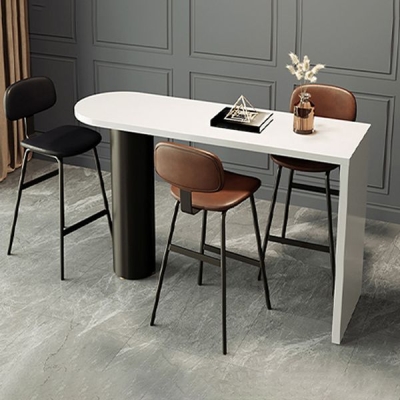 Wsp&oacute;łczesny st&oacute;ł barowy z białego drewna Podw&oacute;jny st&oacute;ł barowy z cokołem