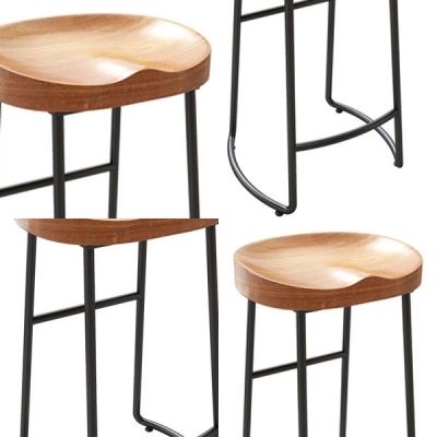Moderner Metall-Barhocker aus massivem Holz, r&uuml;ckenfreier Thekenhocker f&uuml;r das Restaurant