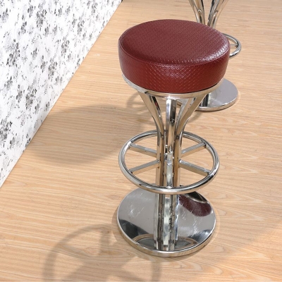Zeitgen&ouml;ssische Thekenh&ouml;henhocker aus Edelstahl, r&uuml;ckenfreier Hocker