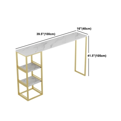 1/3/5-teiliges Bistro-Set aus Glam-Eisen-Stehtisch mit rechteckiger wei&szlig;er Steinplatte und Regal
