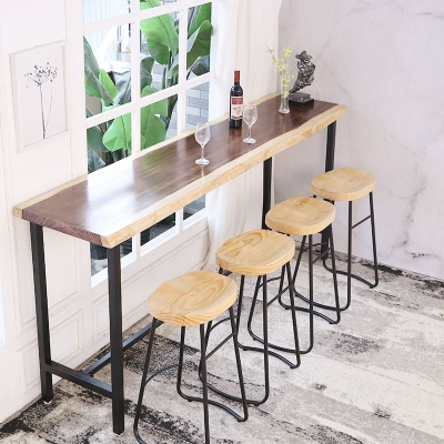Bartisch mit Metallgestell, rechteckiger Bistrotisch mit Holzplatte f&uuml;r die Bar