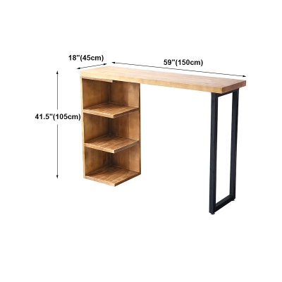 Moderner Bartisch aus Holz mit rechteckiger Tischplatte und Doppels&auml;ulentisch &ndash; 41,3" H