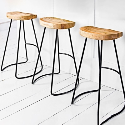 Sattelsitz, Coffee-Shop-Bar- und Thekenhocker, moderner Esszimmerhocker aus Holz und Metall