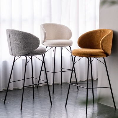 Sgabello da bancone moderno con schienale senza braccioli Sgabello da bar imbottito con 4 gambe in metallo