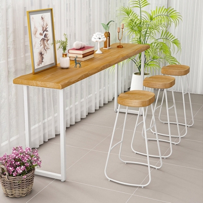 Modernes rechteckiges Massivholz-Bartisch-Set, 1/4-teilig, Thekentisch mit r&uuml;ckenfreien Hockern