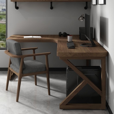 Bureau d'angle de style contemporain, bureau de dortoir marron