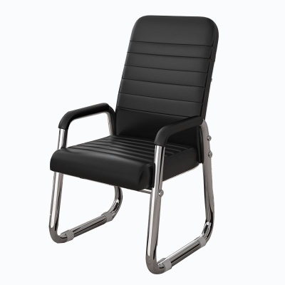 B&uuml;rostuhl aus Stahl mit mittlerer R&uuml;ckenlehne, fester Armlehne und Kufengestell