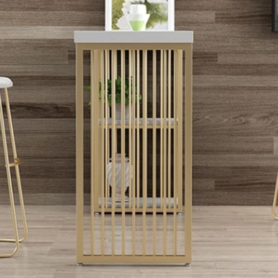Wei&szlig;er Bartisch mit massiver Holzplatte, glamour&ouml;ser Pub-Tisch mit goldenem Metallrahmen