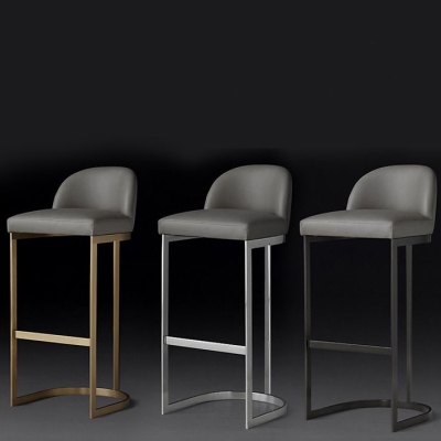 Glam R&uuml;ckenlehne, armloser Thekenhocker, Barhocker aus Eisen mit Pedal und Kissen