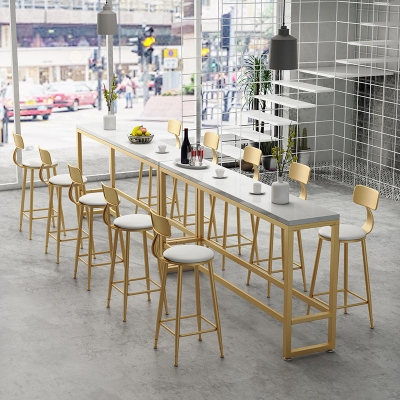 Glam-Barthekentisch aus Kunstmarmor, rechteckiger Barthekentisch mit Metallbeinen f&uuml;r Zuhause