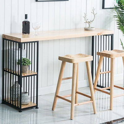 Bartisch mit Holzplatte, moderner Bistro-Pub-Tisch mit 2 Ablagen