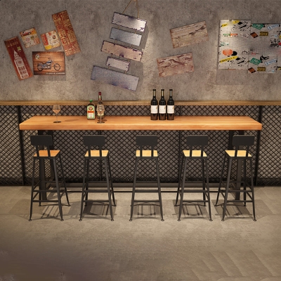 Holz-Bar-Esstisch, industrieller rechteckiger Bartisch mit Bock f&uuml;r Caf&eacute;