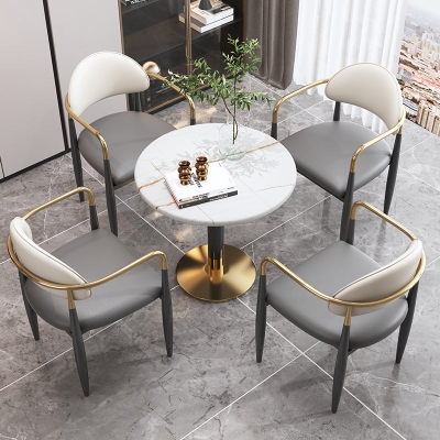 Moderner Esszimmerstuhl aus Leder mit offener R&uuml;ckenlehne f&uuml;r das Esszimmer