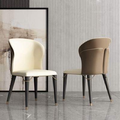 Sedie da pranzo scandinave in pelle Sedie con schienale massiccio senza braccioli