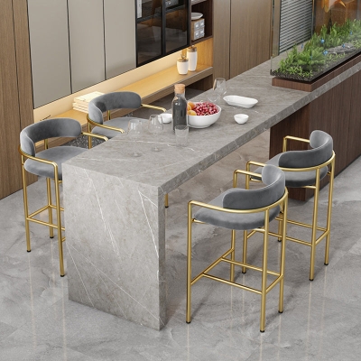 Glam Counter Height Stool, gepolsterte Barhocker mit Metallgestell und Armlehnen